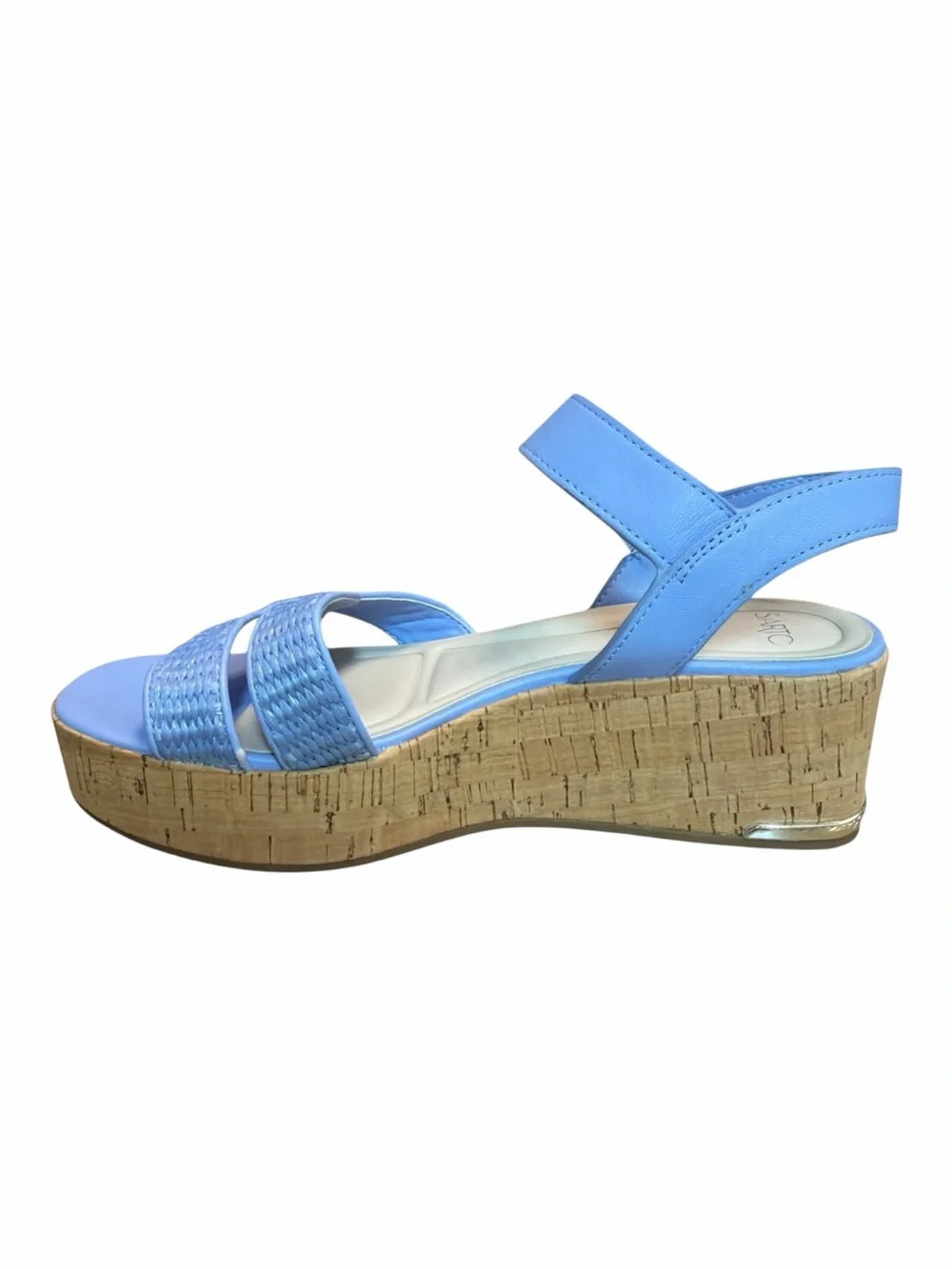 Franco Sarto Blue Cork Platform Wedge Sandals Womens Size 8 NWOB